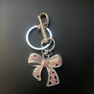 Elegant Pink Rhinestone Bow Key Holder